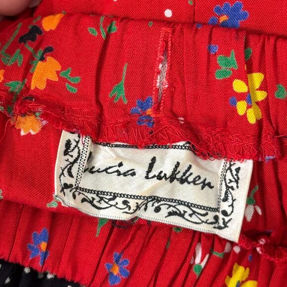 Vintage Lucia Lukken Skirt Womens Mix Floral Spotted Tiered Boho Maxi Flowy 90s - Picture 3 of 12